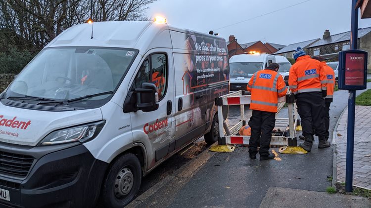 Cadent engineers working to Pump-out-water near the site.