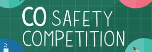 Green chalkboard background showcasing 'CO Safety Competition' text