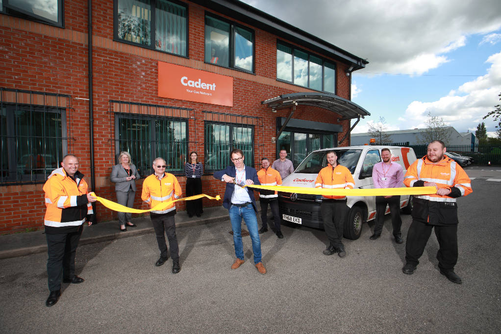 Photo of Stockport-depot-opening and cutting the ribbon with Cadent engineers.