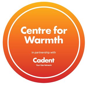 Orange circle 'Centre for Warmth' logo by Cadent