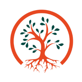 Cadent EDI community group, Thrive logo - tree icon with red trunk and green leafs in a red circle outline