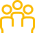 Icon representing teamwork or collaboration, featuring three stylised figures standing together in a triangle formation.